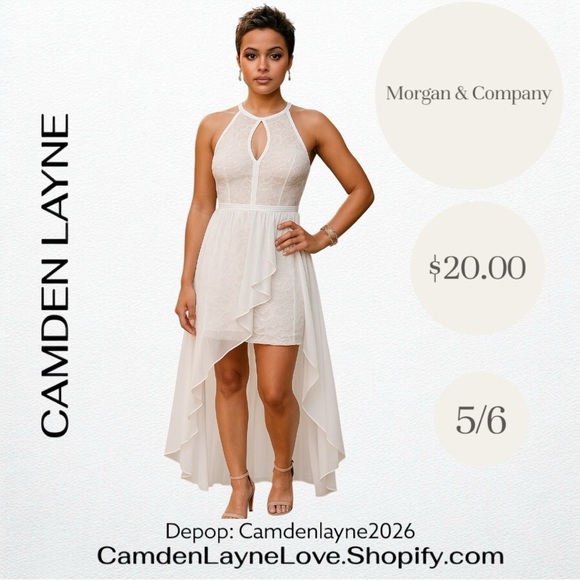 Morgan & Co. Dresses & Skirts - Morgan & Co. Elegant White High-Low Dress